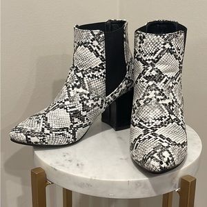 Black & White Faux Snakeskin Booties